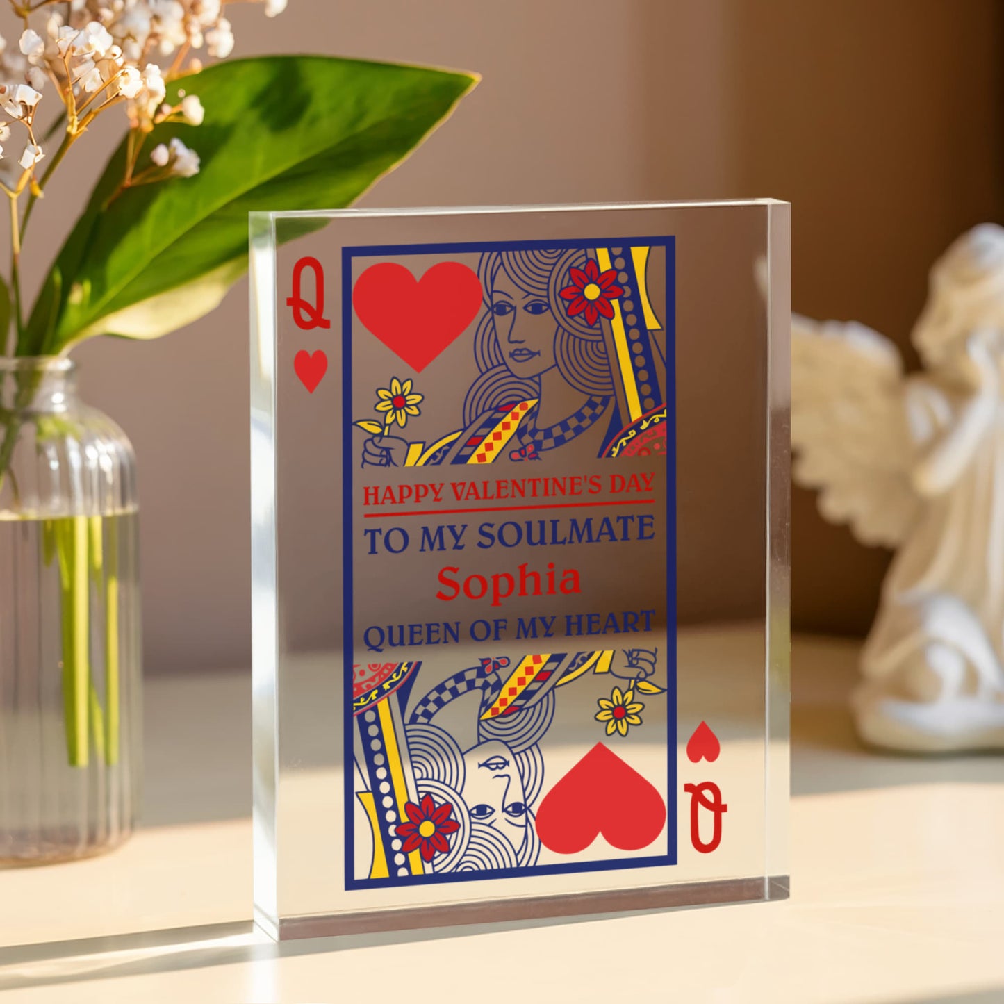 Queen of Hearts Soulmate – Personalized Valentine Gift for Her - Acrylic Plaque - The Shoppers Outlet