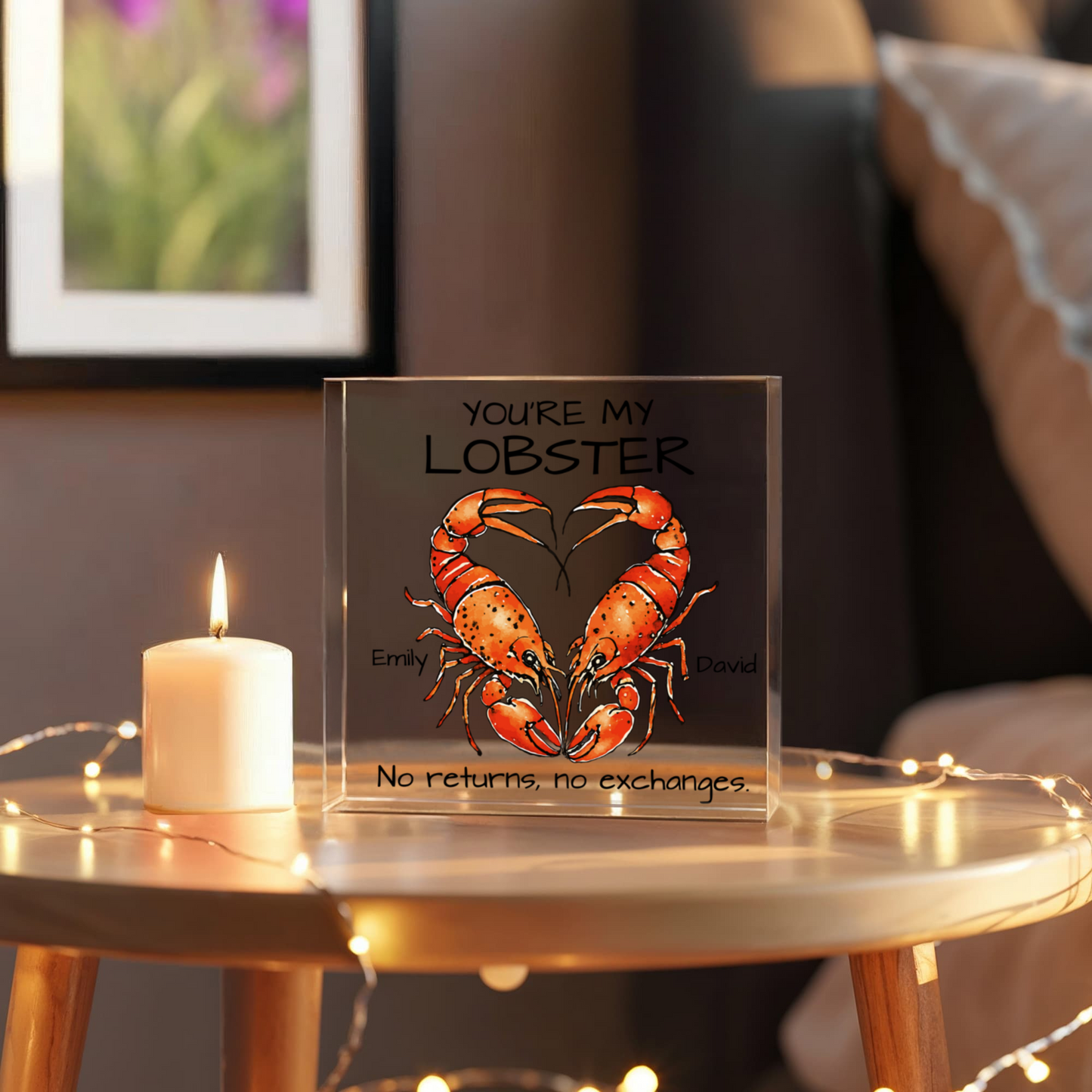 Romantic Lobster Heart Artwork Design - Acrylic Plaque - The Shoppers Outlet