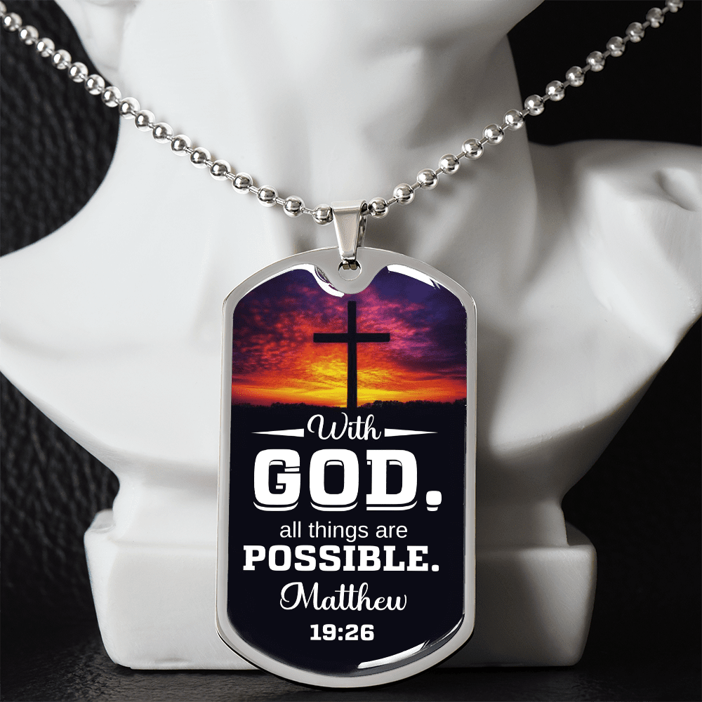 Matthew 19:26 - With God All Things Are Possible - Do Tag Necklace - The Shoppers Outlet