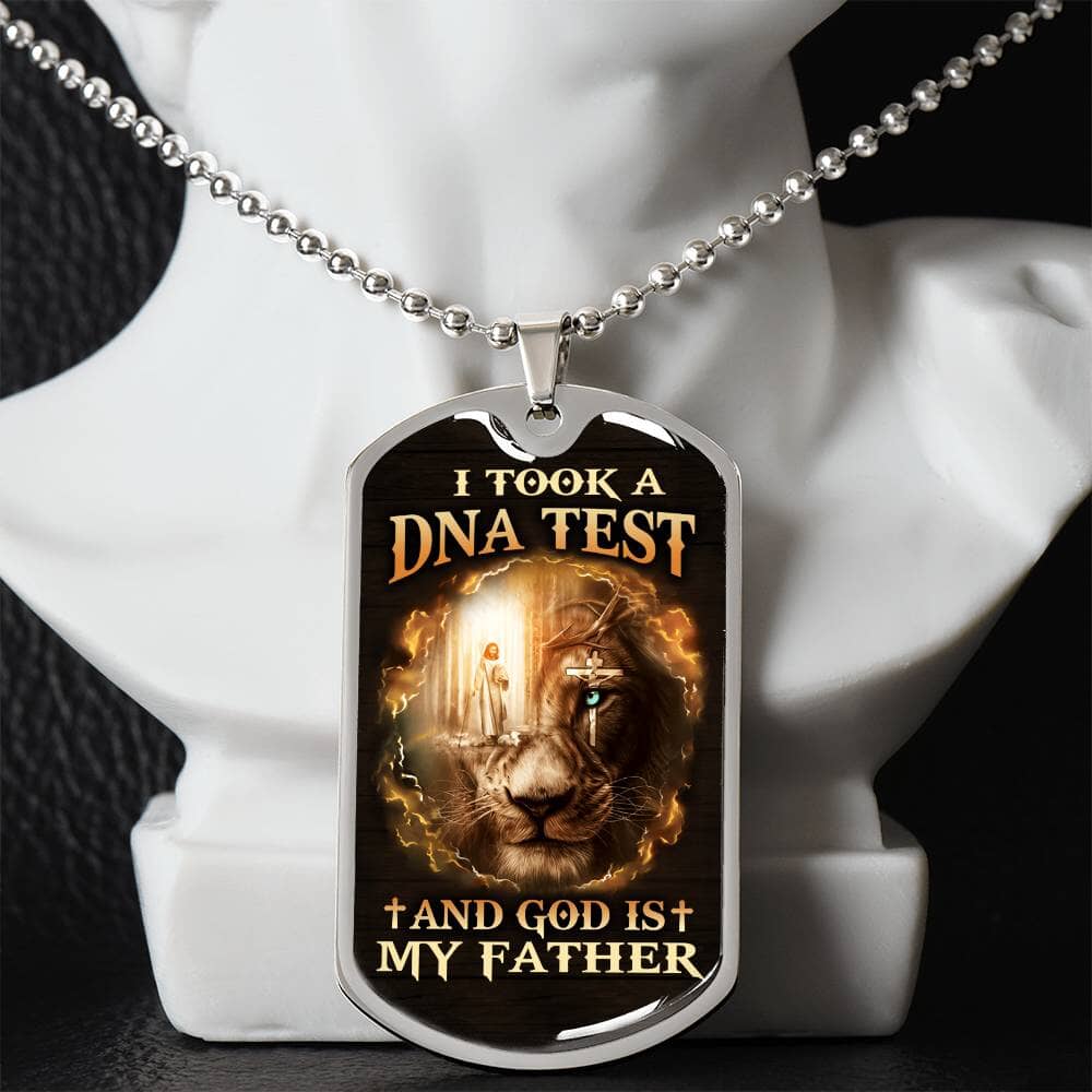 Inspirational - I Took A DNA Test And God Is My Father - Dog Tag Necklace - The Shoppers Outlet