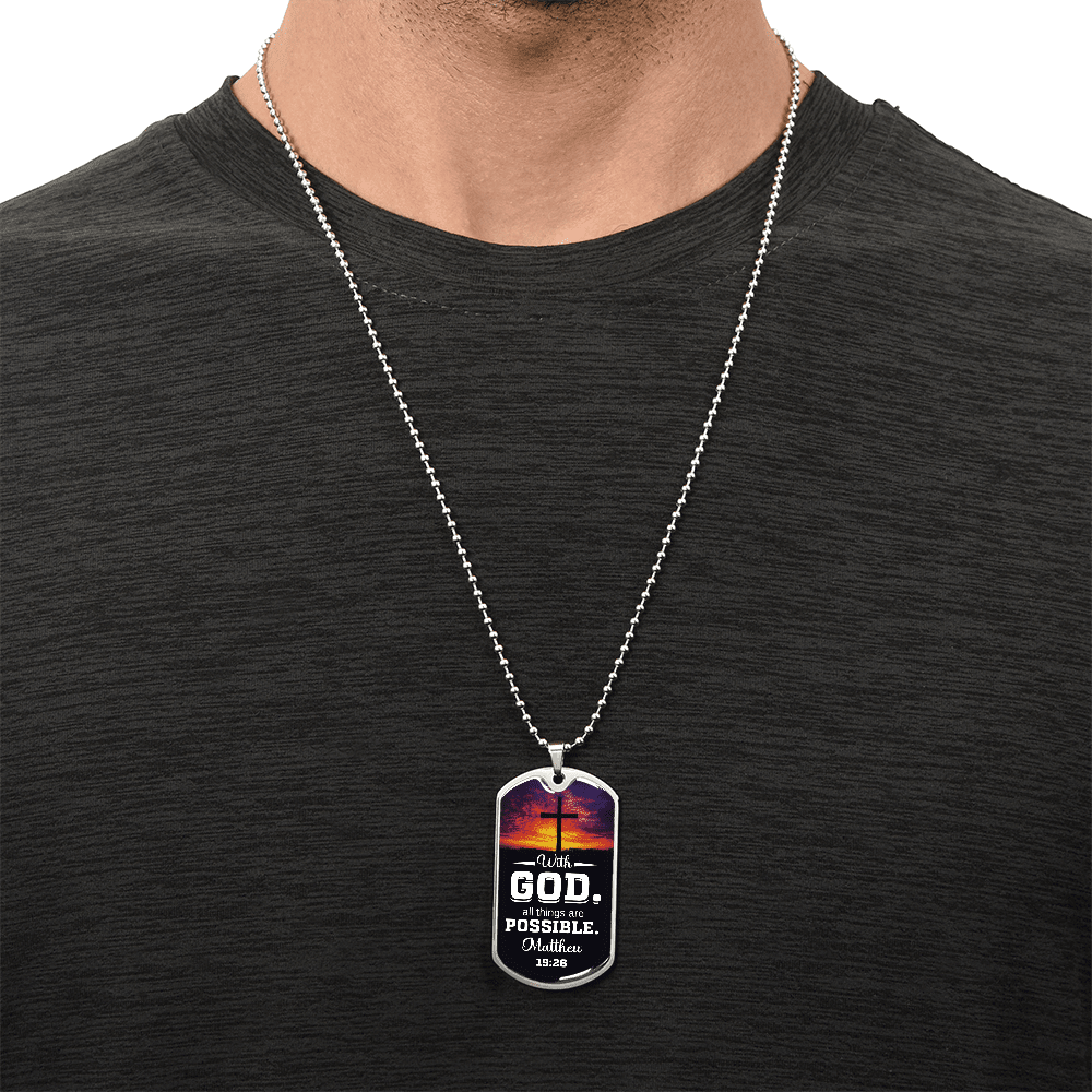 Matthew 19:26 - With God All Things Are Possible - Do Tag Necklace - The Shoppers Outlet