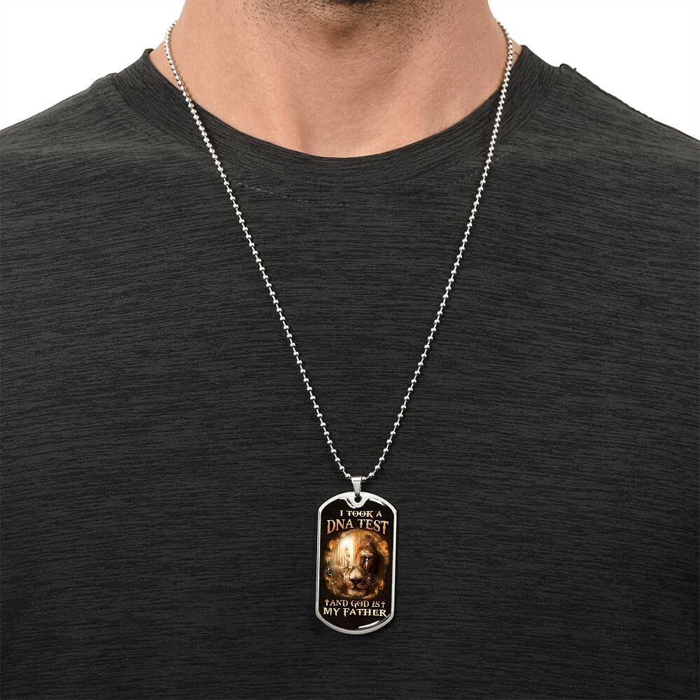 Inspirational - I Took A DNA Test And God Is My Father - Dog Tag Necklace - The Shoppers Outlet