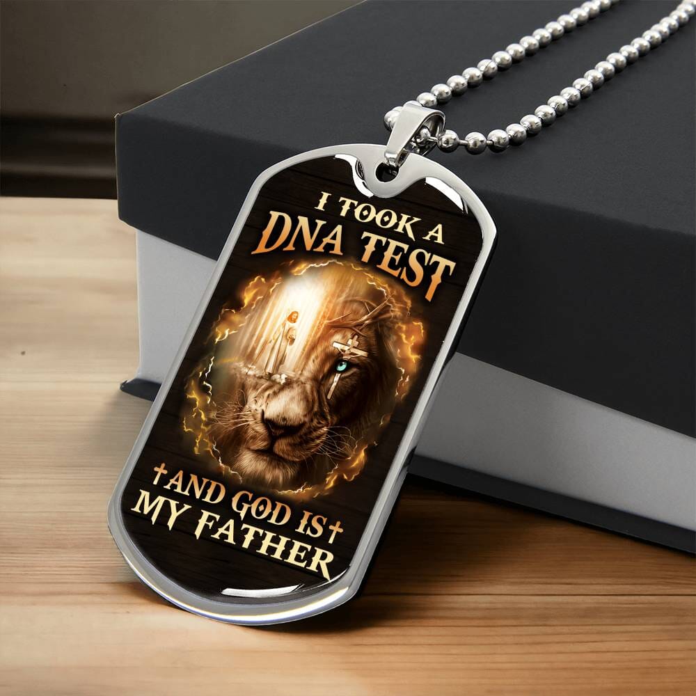 Inspirational - I Took A DNA Test And God Is My Father - Dog Tag Necklace - The Shoppers Outlet