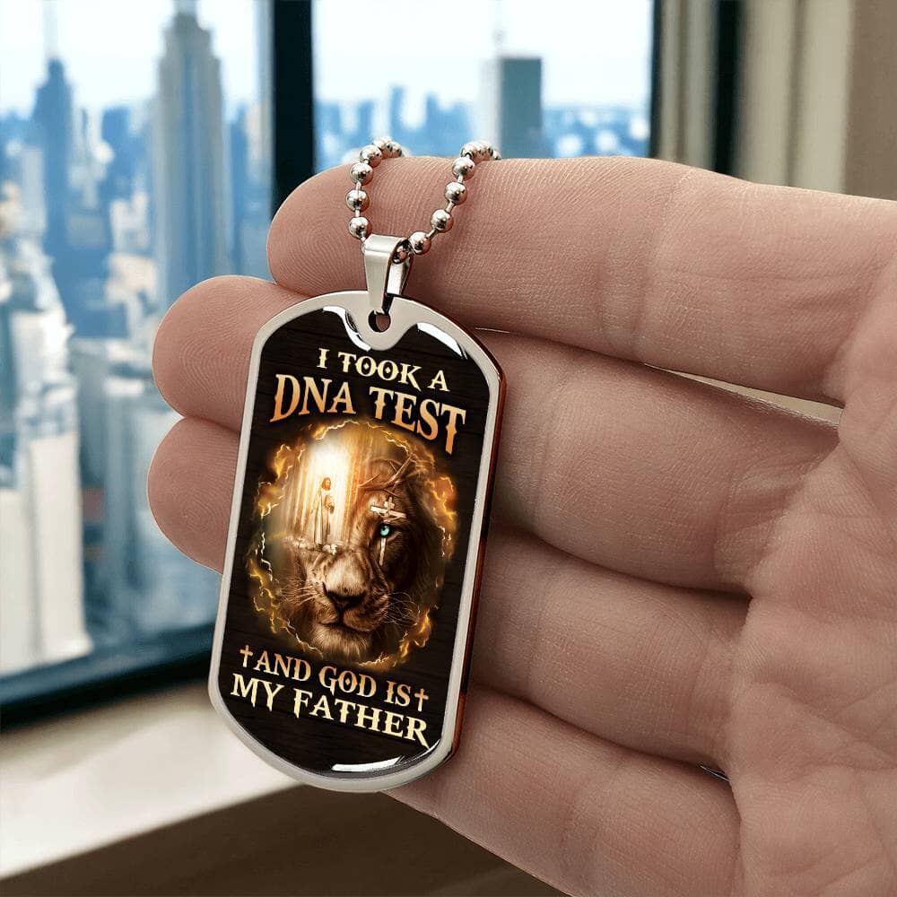 Inspirational - I Took A DNA Test And God Is My Father - Dog Tag Necklace - The Shoppers Outlet