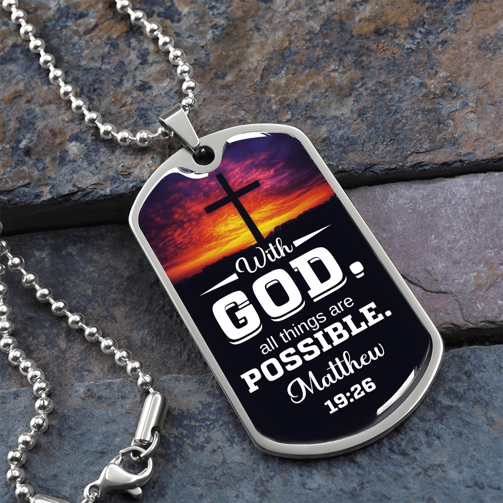 Matthew 19:26 - With God All Things Are Possible - Do Tag Necklace - The Shoppers Outlet
