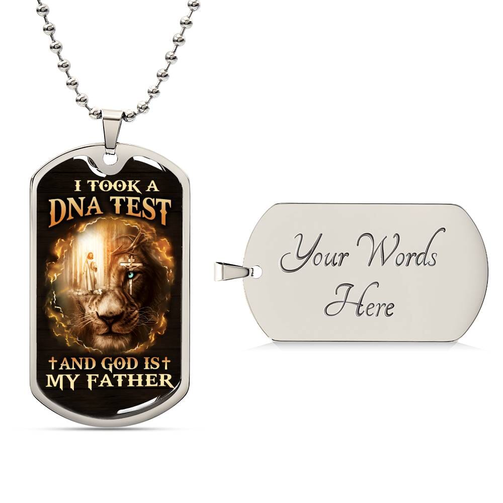 Inspirational - I Took A DNA Test And God Is My Father - Dog Tag Necklace - The Shoppers Outlet