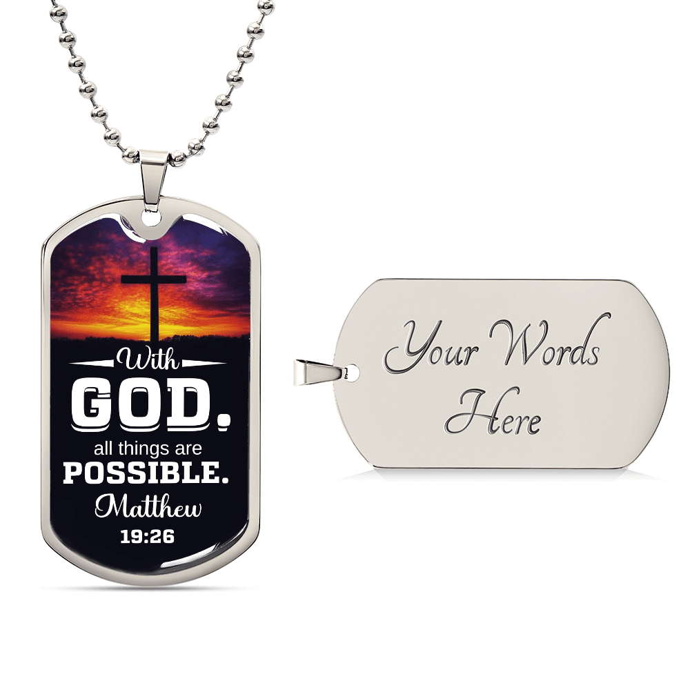 Matthew 19:26 - With God All Things Are Possible - Do Tag Necklace - The Shoppers Outlet