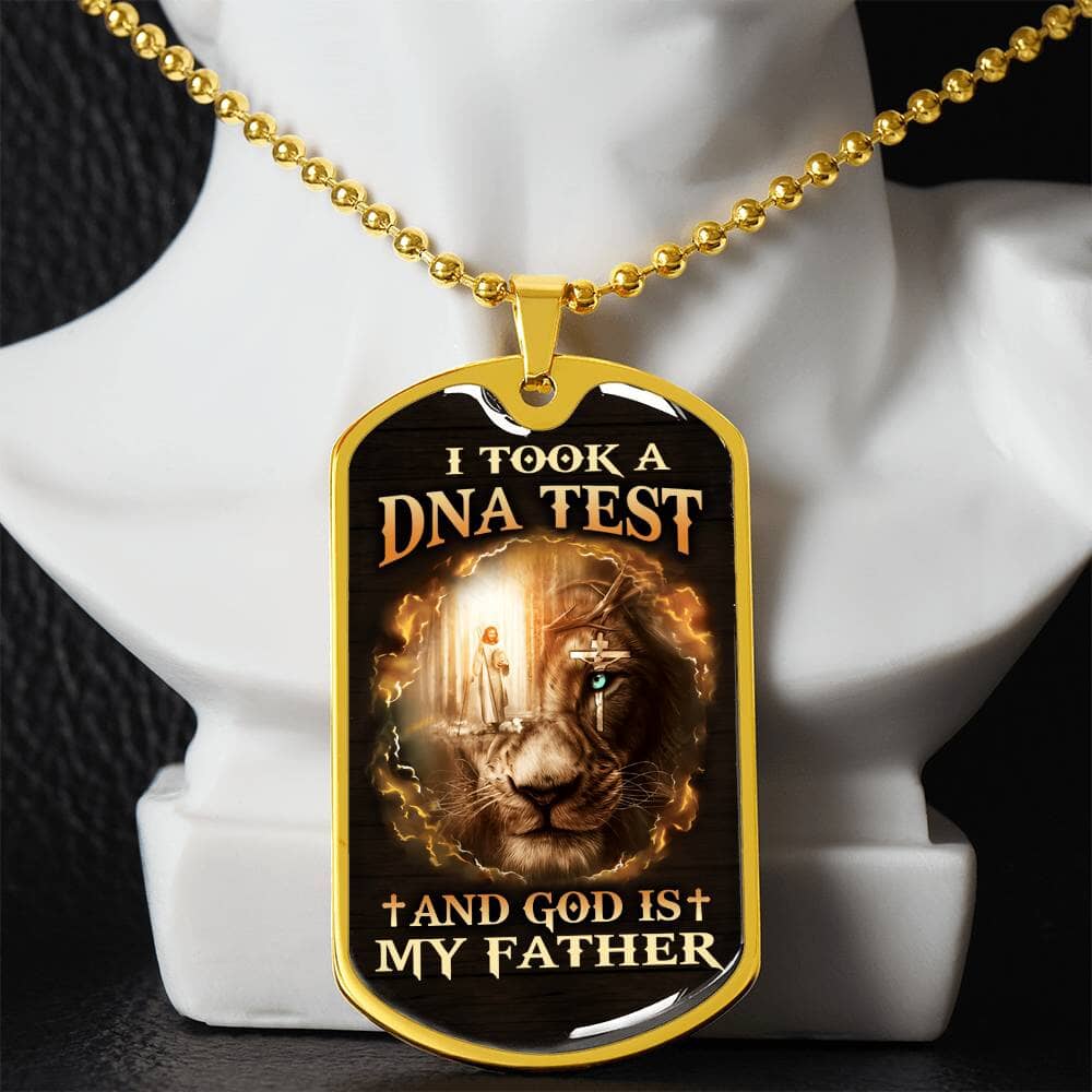 Inspirational - I Took A DNA Test And God Is My Father - Dog Tag Necklace - The Shoppers Outlet