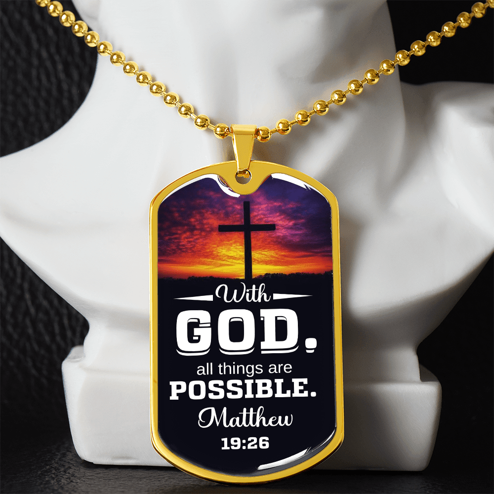 Matthew 19:26 - With God All Things Are Possible - Do Tag Necklace - The Shoppers Outlet