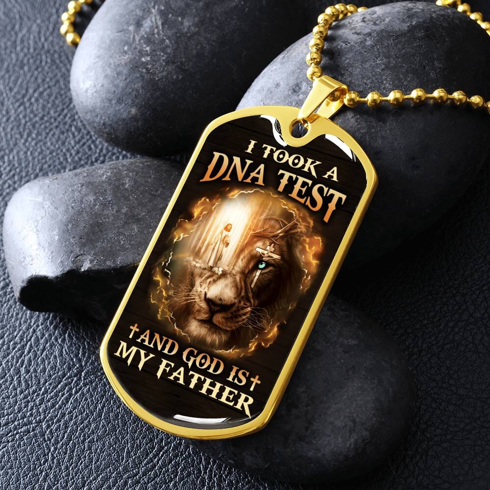 Inspirational - I Took A DNA Test And God Is My Father - Dog Tag Necklace - The Shoppers Outlet
