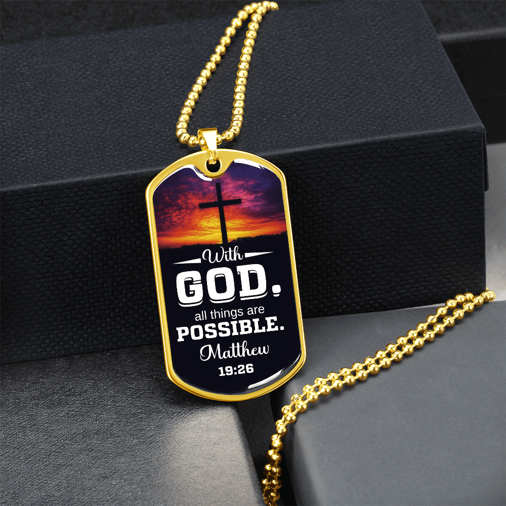 Matthew 19:26 - With God All Things Are Possible - Do Tag Necklace - The Shoppers Outlet