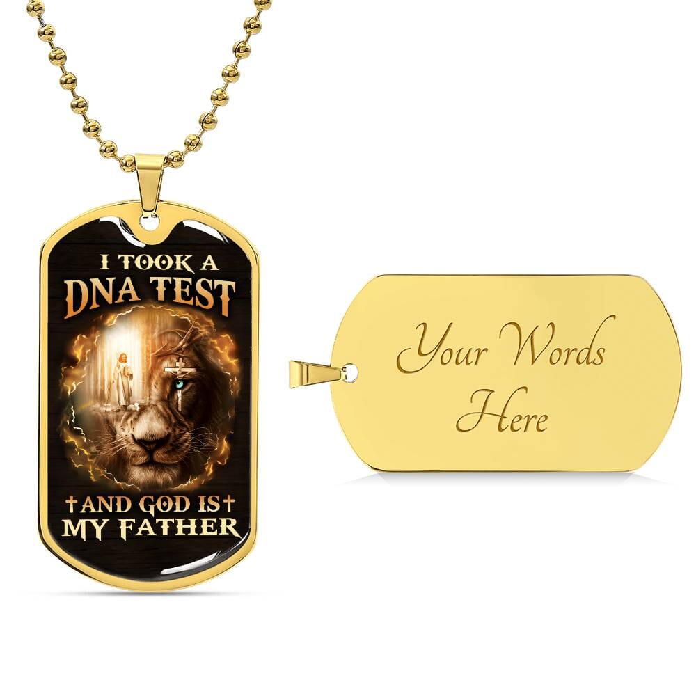 Inspirational - I Took A DNA Test And God Is My Father - Dog Tag Necklace - The Shoppers Outlet