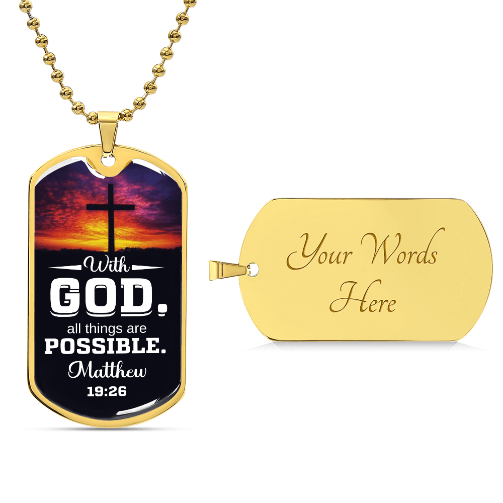 Matthew 19:26 - With God All Things Are Possible - Do Tag Necklace - The Shoppers Outlet