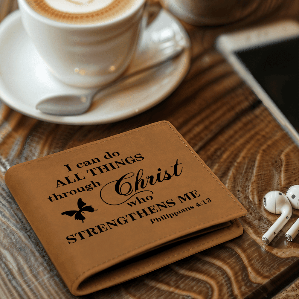 Graphic Leather Wallet - Bible Verse - Philippians 4:13 - The Shoppers Outlet