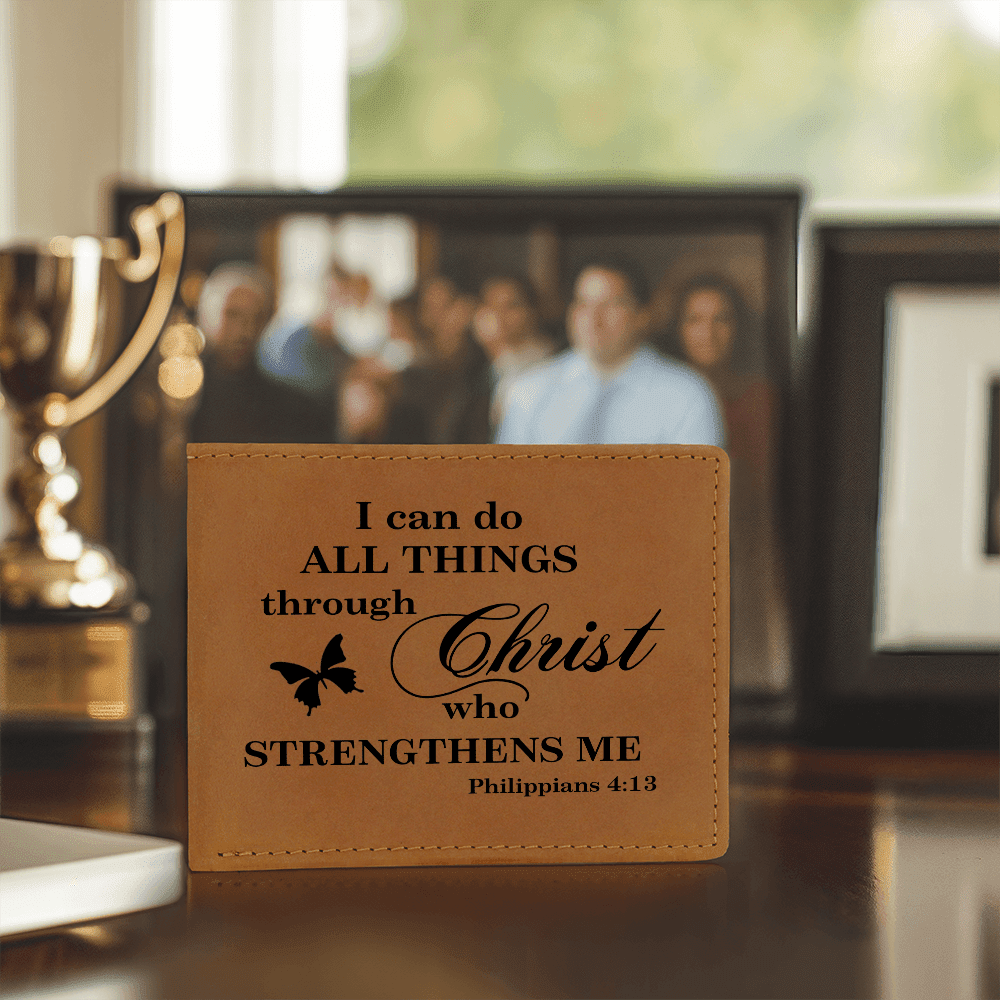 Graphic Leather Wallet - Bible Verse - Philippians 4:13 - The Shoppers Outlet
