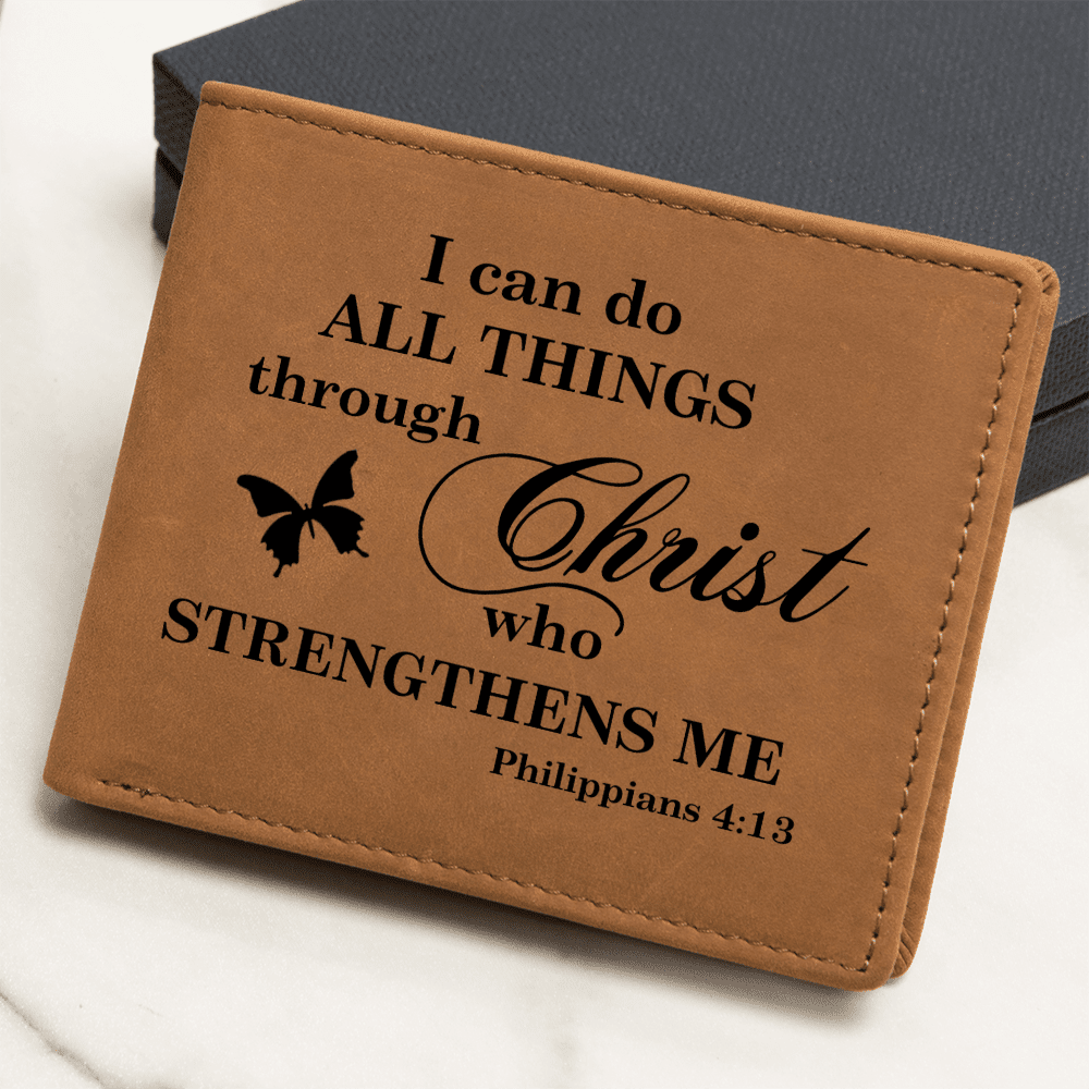 Graphic Leather Wallet - Bible Verse - Philippians 4:13 - The Shoppers Outlet