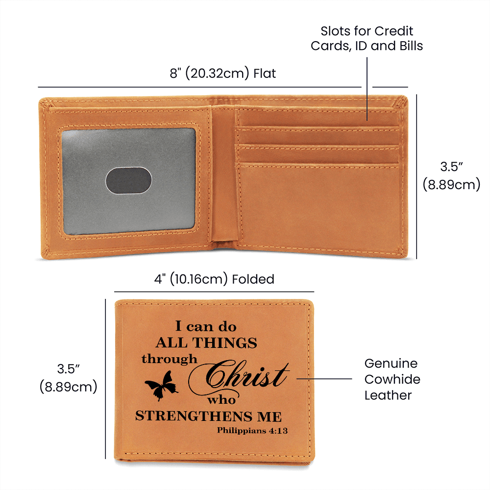 Graphic Leather Wallet - Bible Verse - Philippians 4:13 - The Shoppers Outlet