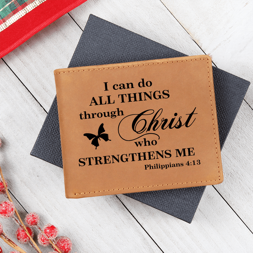Graphic Leather Wallet - Bible Verse - Philippians 4:13 - The Shoppers Outlet