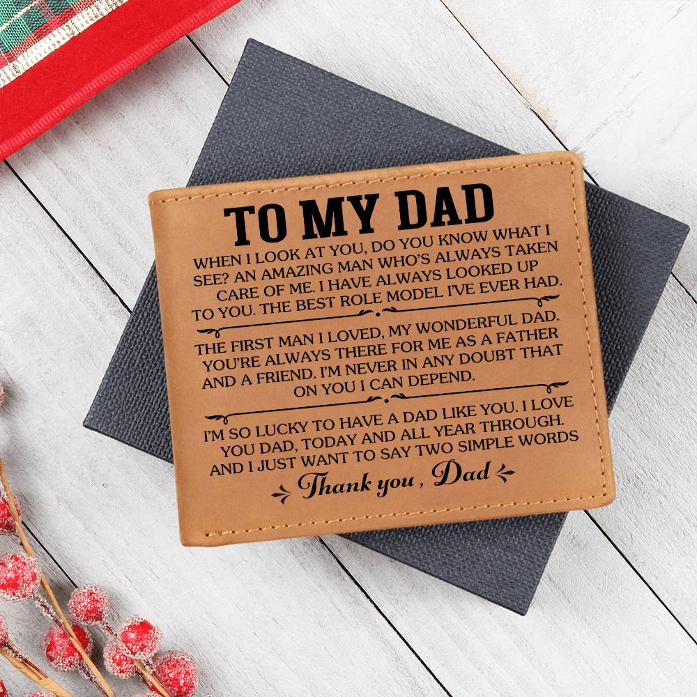 Graphic Leather Wallet - Dad - Thank You - The Shoppers Outlet