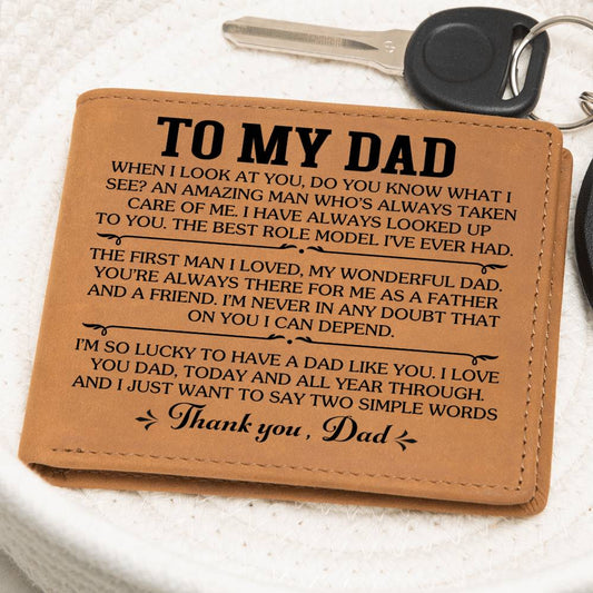 Graphic Leather Wallet - Dad - Thank You