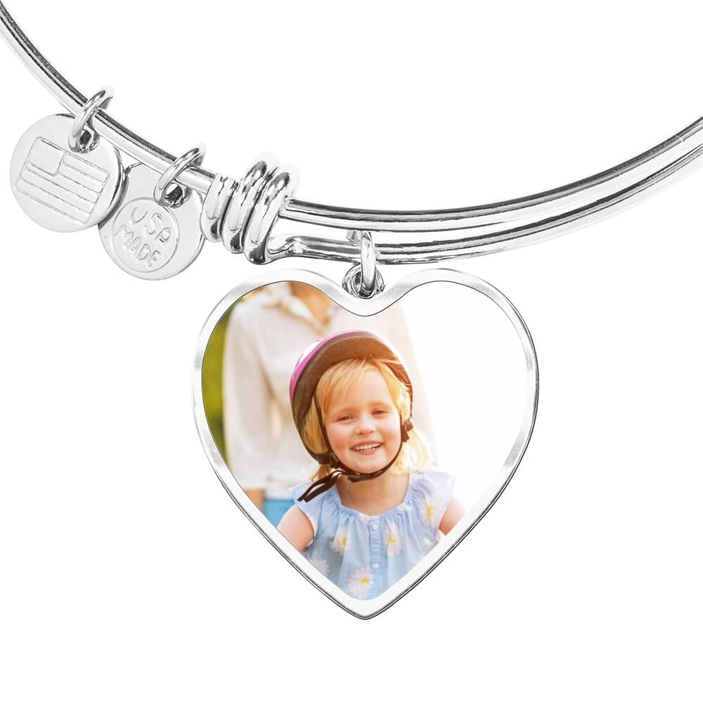 Buyer Photo Upload Heart Pendant Bangle - The Shoppers Outlet