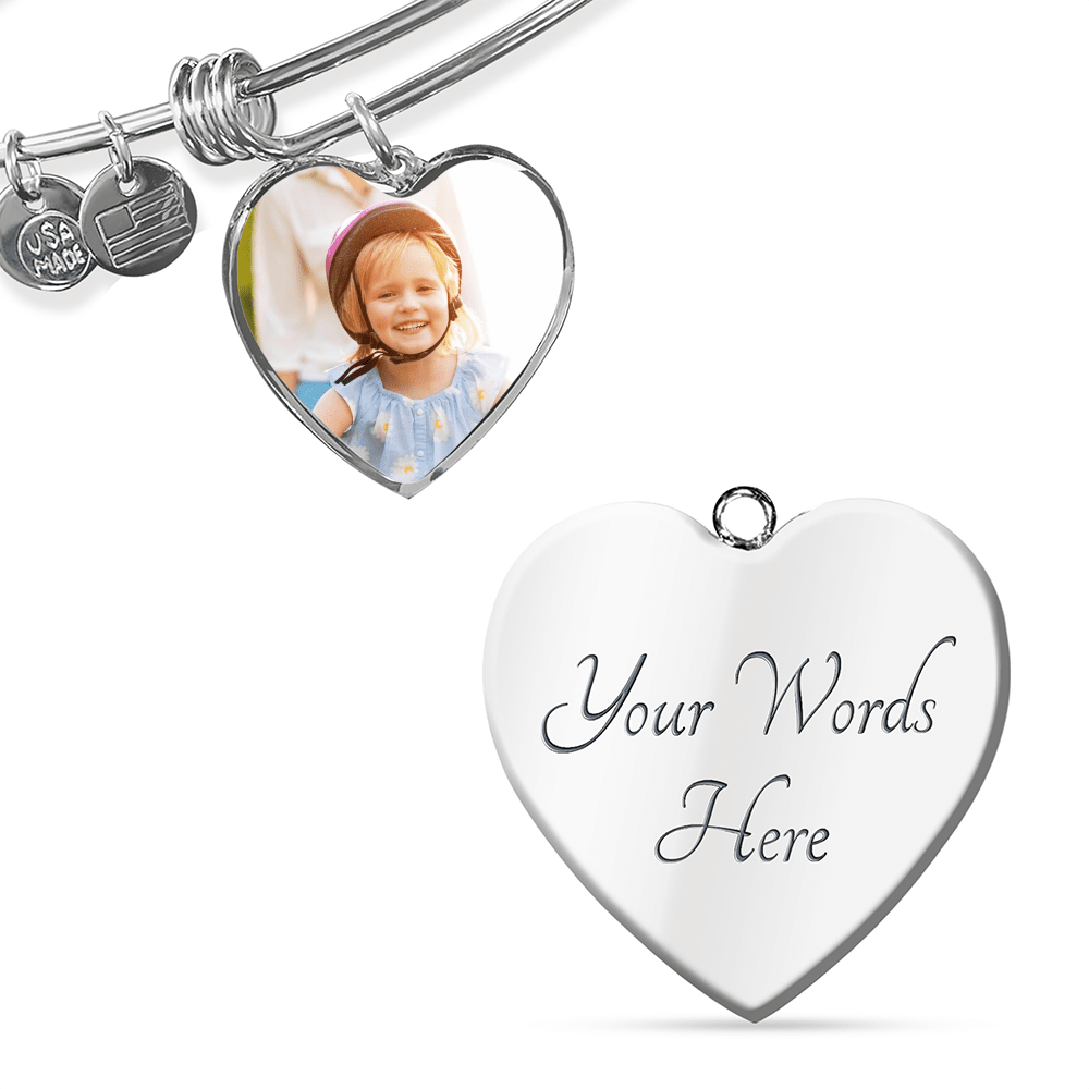 Buyer Photo Upload Heart Pendant Bangle - The Shoppers Outlet