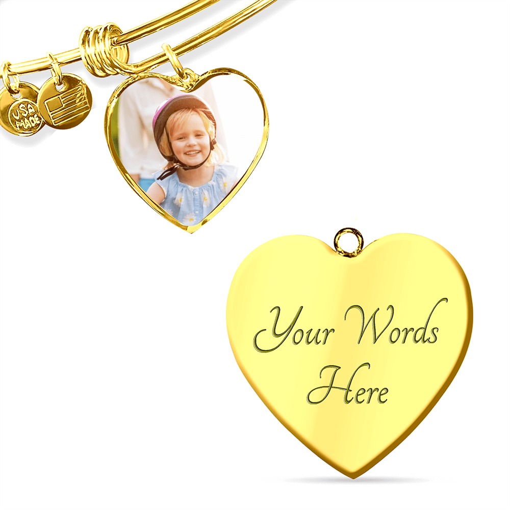 Buyer Photo Upload Heart Pendant Bangle - The Shoppers Outlet