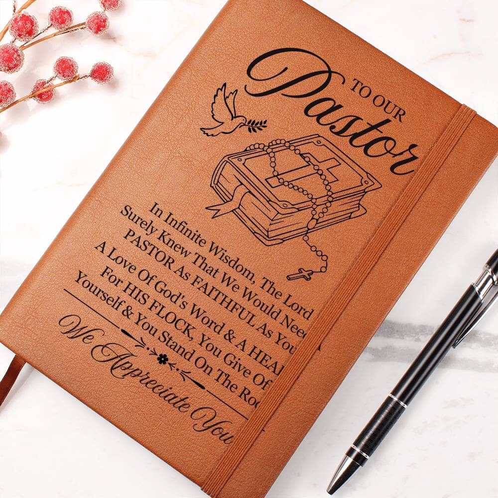Graphic Leather Journal - To Our Pastor - We Appreciate You - The Shoppers Outlet