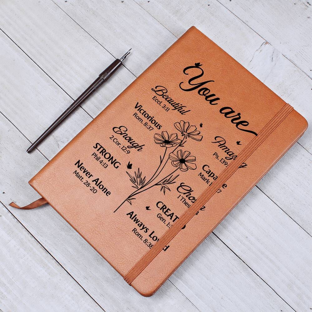 Graphic Leather Journal - Inspirational - You Are Bible Verses - The Shoppers Outlet