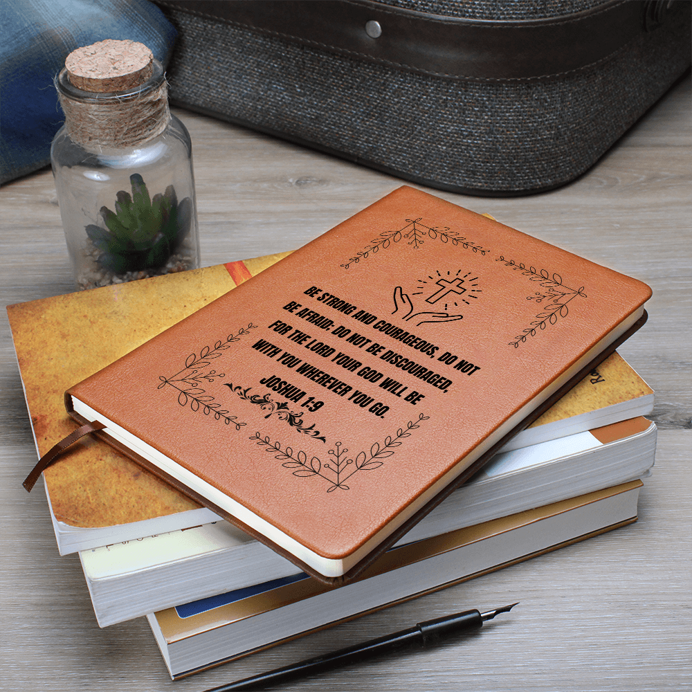Graphic Leather Journal - Joshua 1:9