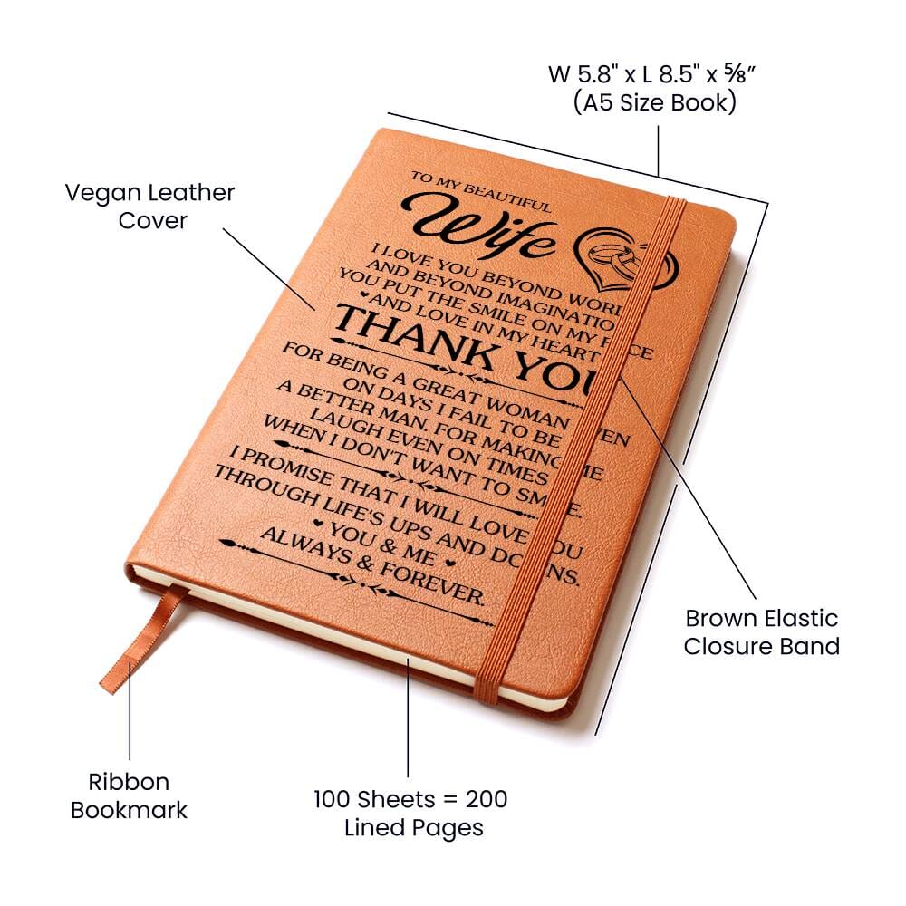 Graphic Leather Journal - To My Beautiful Wife - I Love You Beyond Words And Beyond Imagination - The Shoppers Outlet