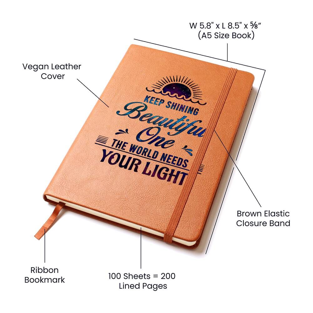 Graphic Leather Journal - Keep Shining Beautiful One - The Shoppers Outlet