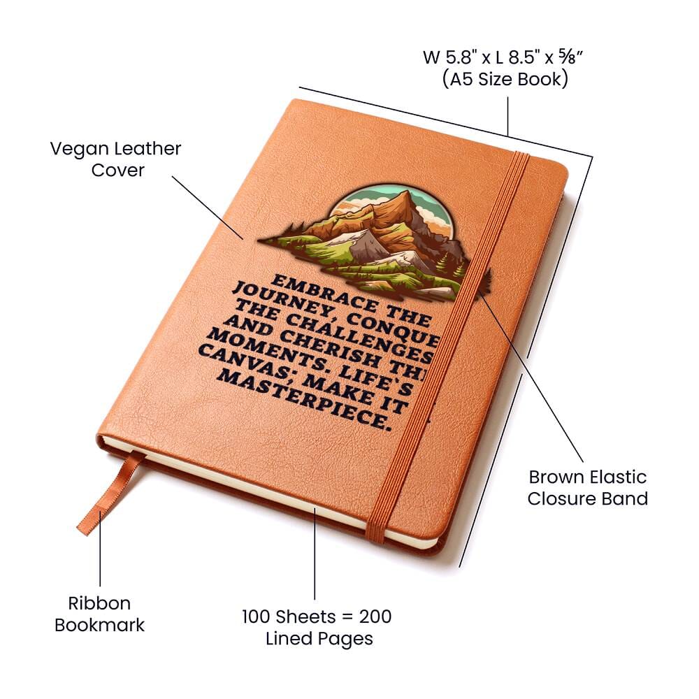 Graphic Leather Journal - Embrace The Journey - The Shoppers Outlet