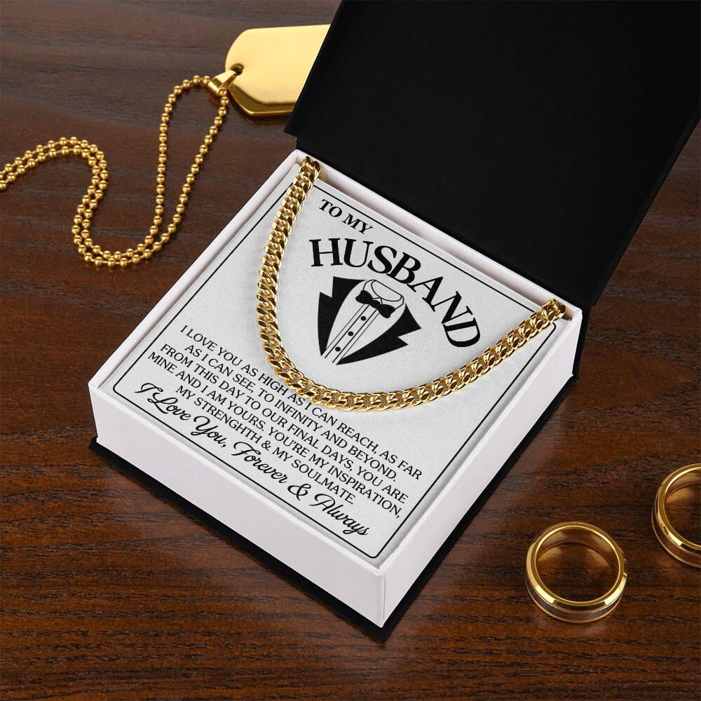 Gift For Husband - I Love You As High As I Can Reach - Cuban Link Chain Necklaces - The Shoppers Outlet