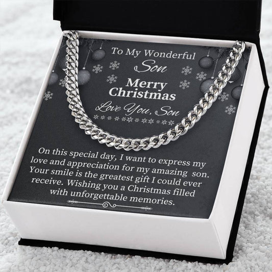 Gift For Son - On This Special Day - Merry Christmas - Cuban Link Chains Necklaces - The Shoppers Outlet