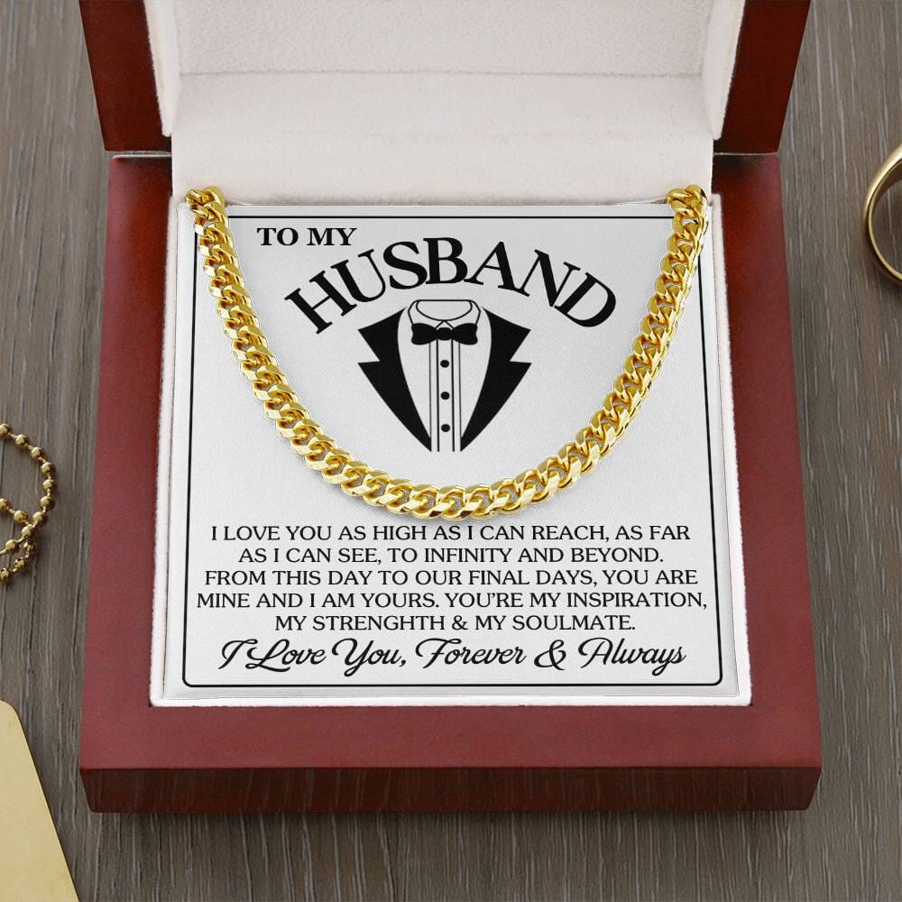Gift For Husband - I Love You As High As I Can Reach - Cuban Link Chain Necklaces - The Shoppers Outlet