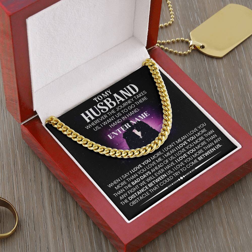 Gift For Husband - The Journey Takes Us - Personalized - Cuban Link Chain Necklaces - The Shoppers Outlet