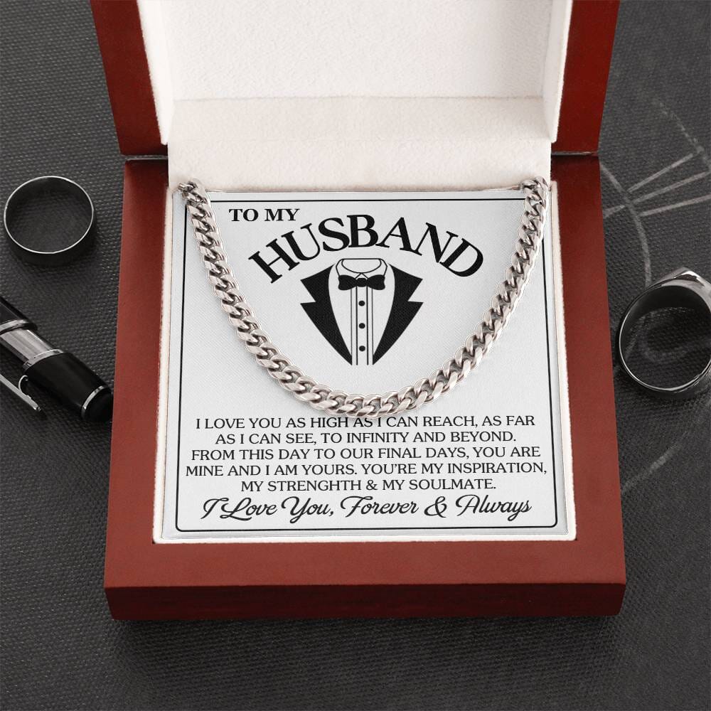 Gift For Husband - I Love You As High As I Can Reach - Cuban Link Chain Necklaces - The Shoppers Outlet