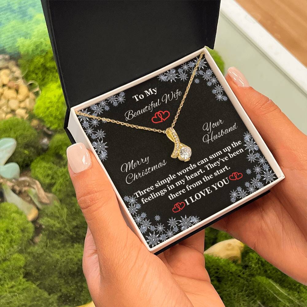 Wife - Three Simple Words - I Love You - Merry Christmas - Alluring Beauty Necklace - The Shoppers Outlet