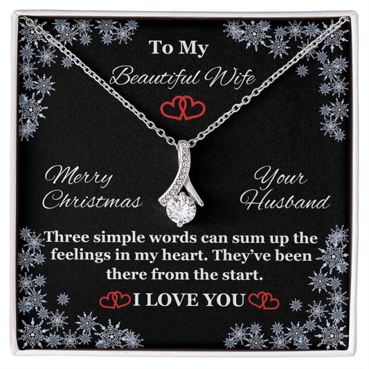 Gift For Wife - Three Simple Words - I Love You - Merry Christmas - Alluring Beauty Necklace - The Shoppers Outlet