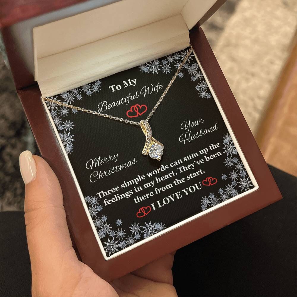 Wife - Three Simple Words - I Love You - Merry Christmas - Alluring Beauty Necklace - The Shoppers Outlet