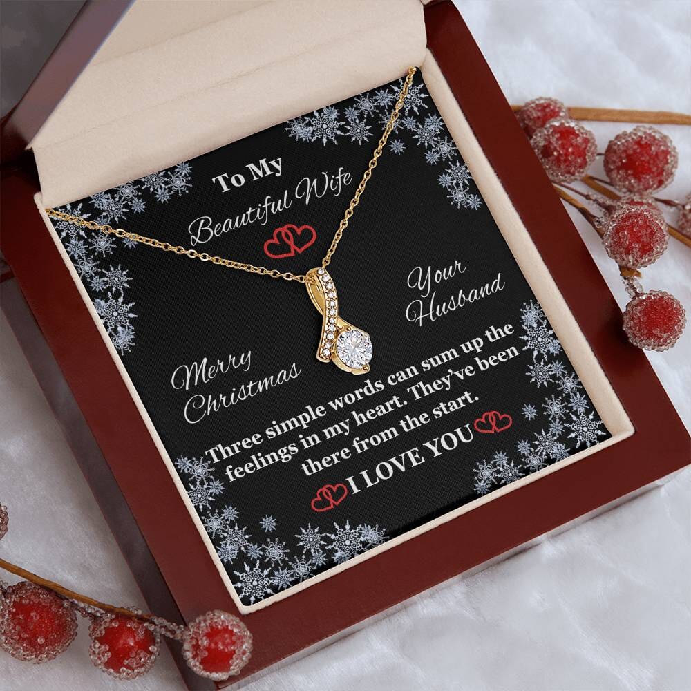 Gift For Wife - Three Simple Words - I Love You - Merry Christmas - Alluring Beauty Necklace - The Shoppers Outlet