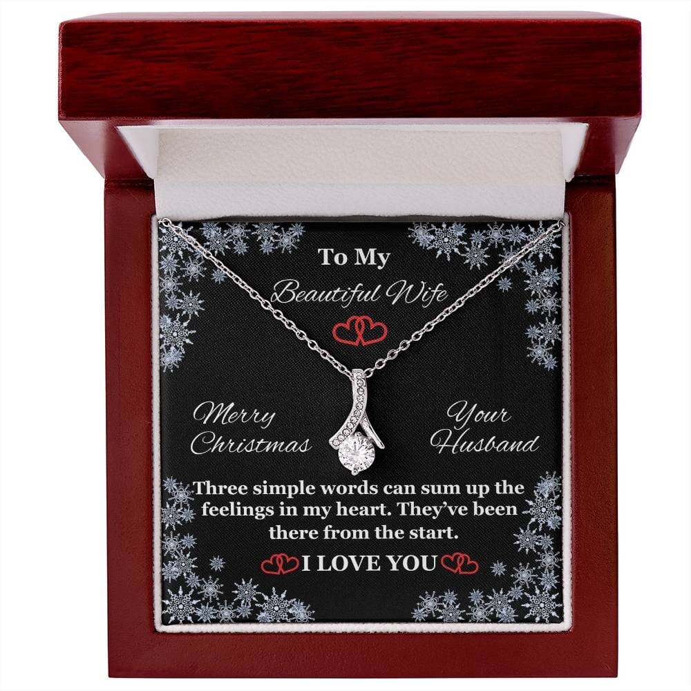 Wife - Three Simple Words - I Love You - Merry Christmas - Alluring Beauty Necklace - The Shoppers Outlet