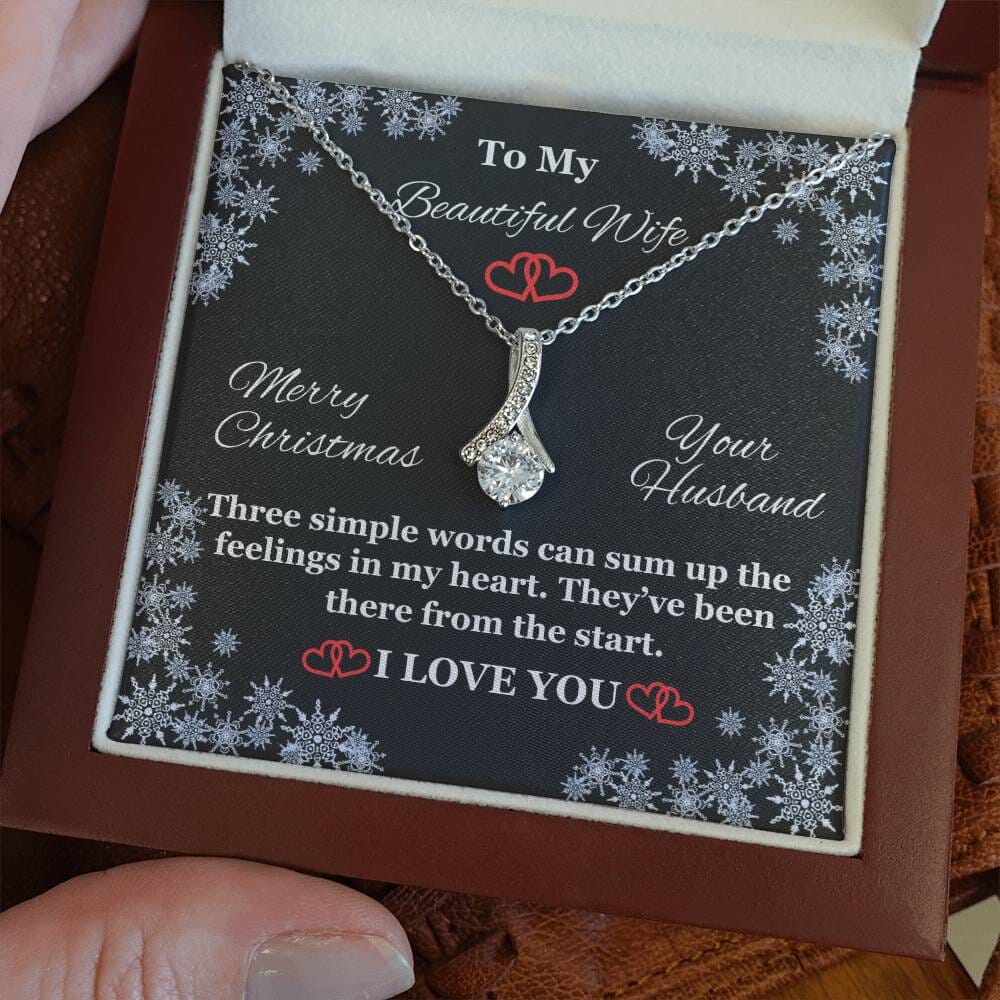 Wife - Three Simple Words - I Love You - Merry Christmas - Alluring Beauty Necklace - The Shoppers Outlet