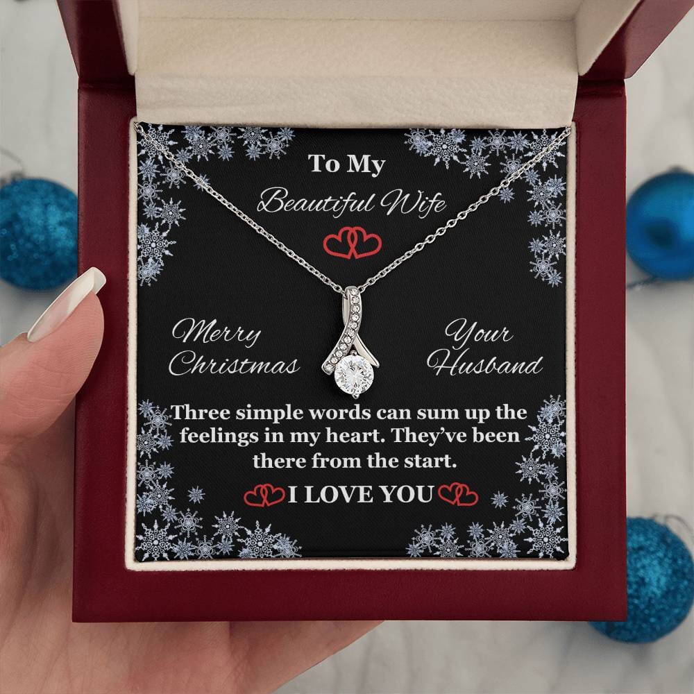 Wife - Three Simple Words - I Love You - Merry Christmas - Alluring Beauty Necklace - The Shoppers Outlet