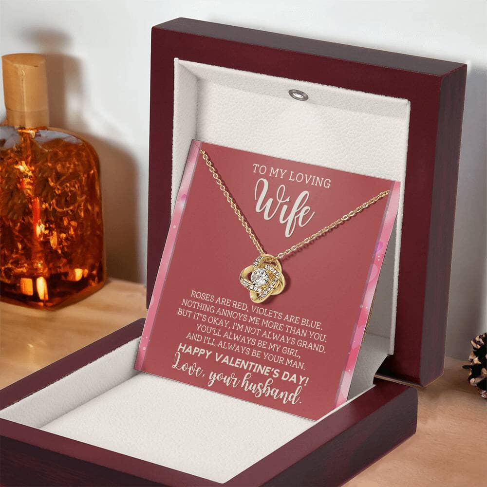 Gift For Wife - Roses Are Red Violets Are Blue - Love Knot Necklaces - The Shoppers Outlet