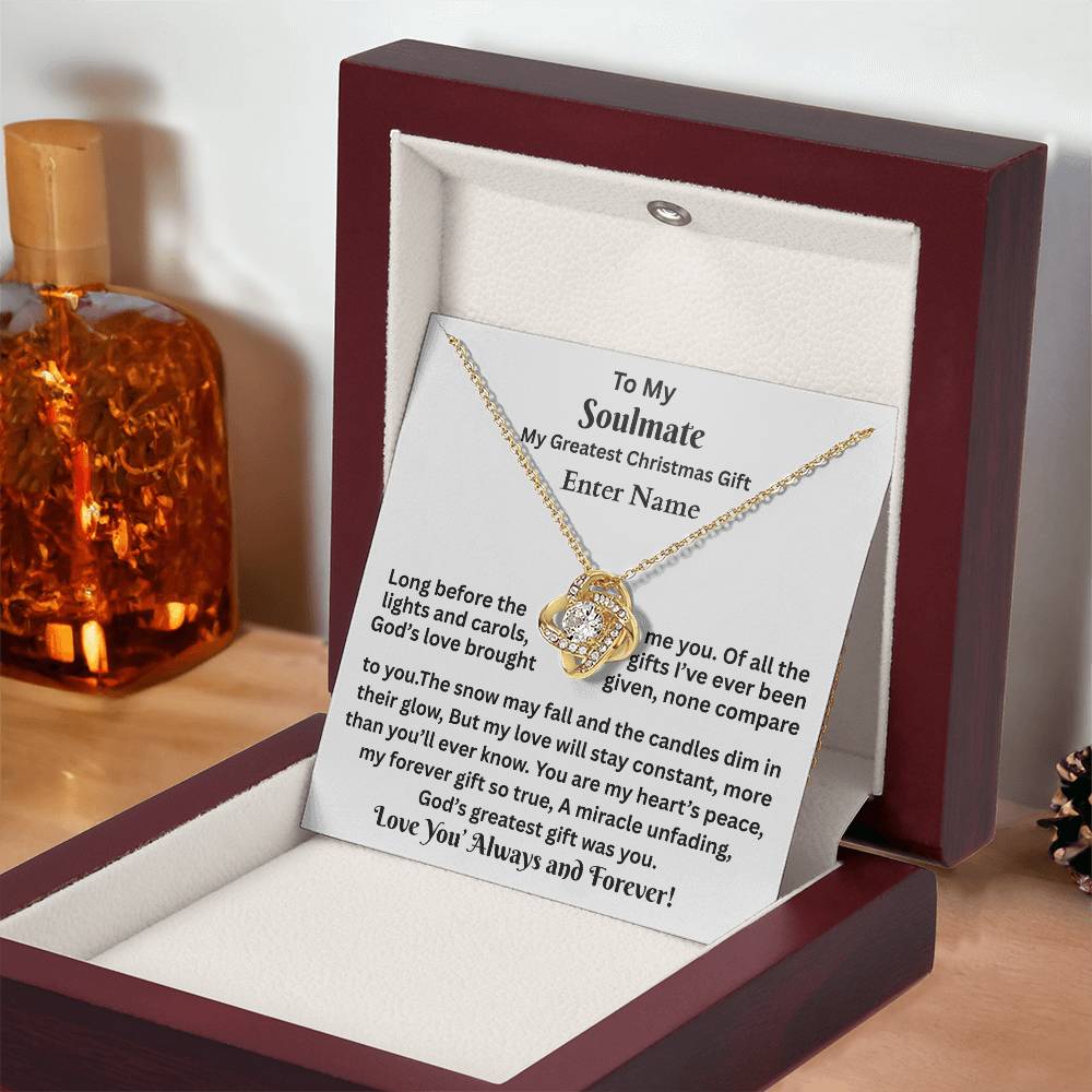 Gift For Soulmate - My Greatest Christmas Gift - Personalized Message Card - Love Knot Necklace