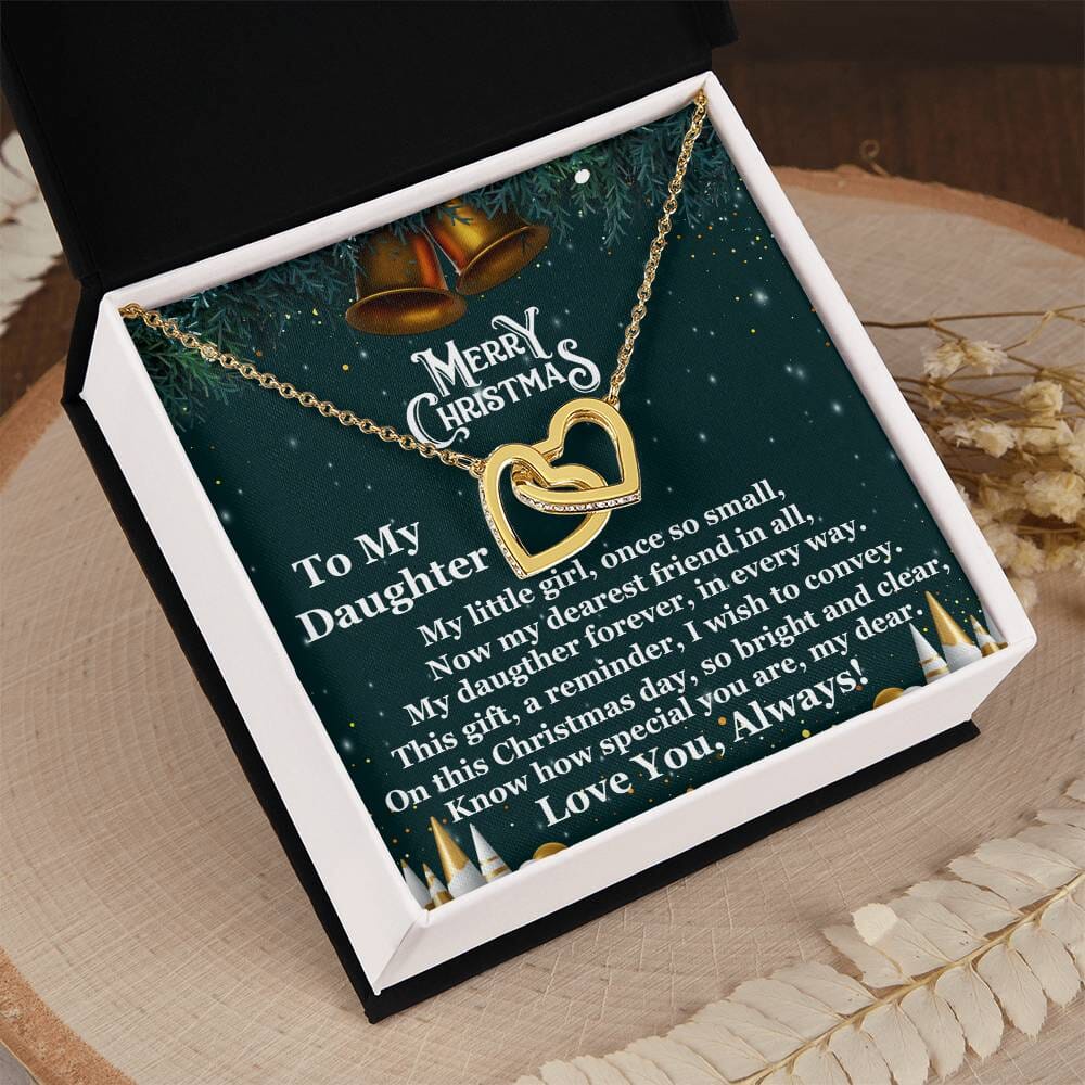 Daughter - Merry Christmas - My Little Girl - Interlocking Hearts Necklaces - The Shoppers Outlet