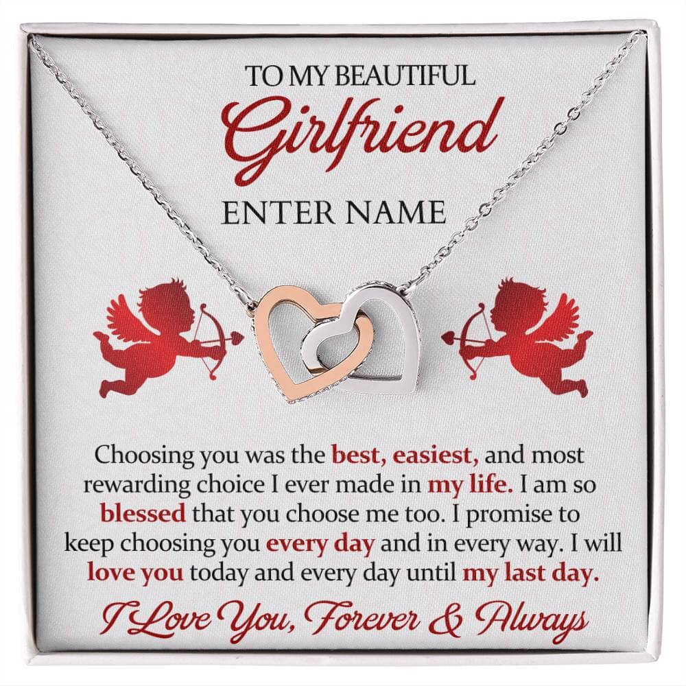 Gift For Girlfriend - I Will Love You Today and Every Day - Interlocking Hearts Necklaces - The Shoppers Outlet