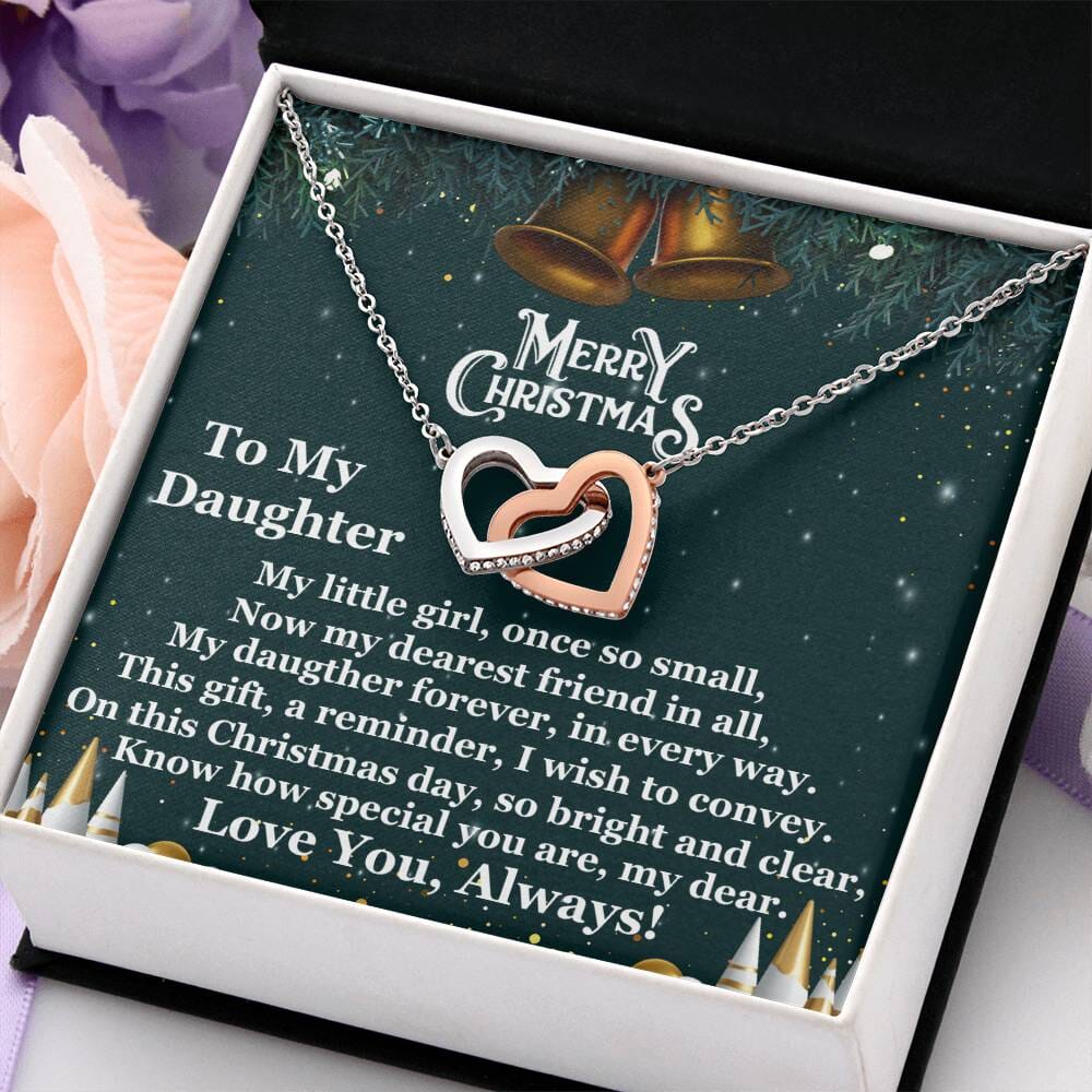 Daughter - Merry Christmas - My Little Girl - Interlocking Hearts Necklaces - The Shoppers Outlet